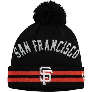 San Francisco Giants New Era Arch Cuffed Knit Hat with Pom - Black